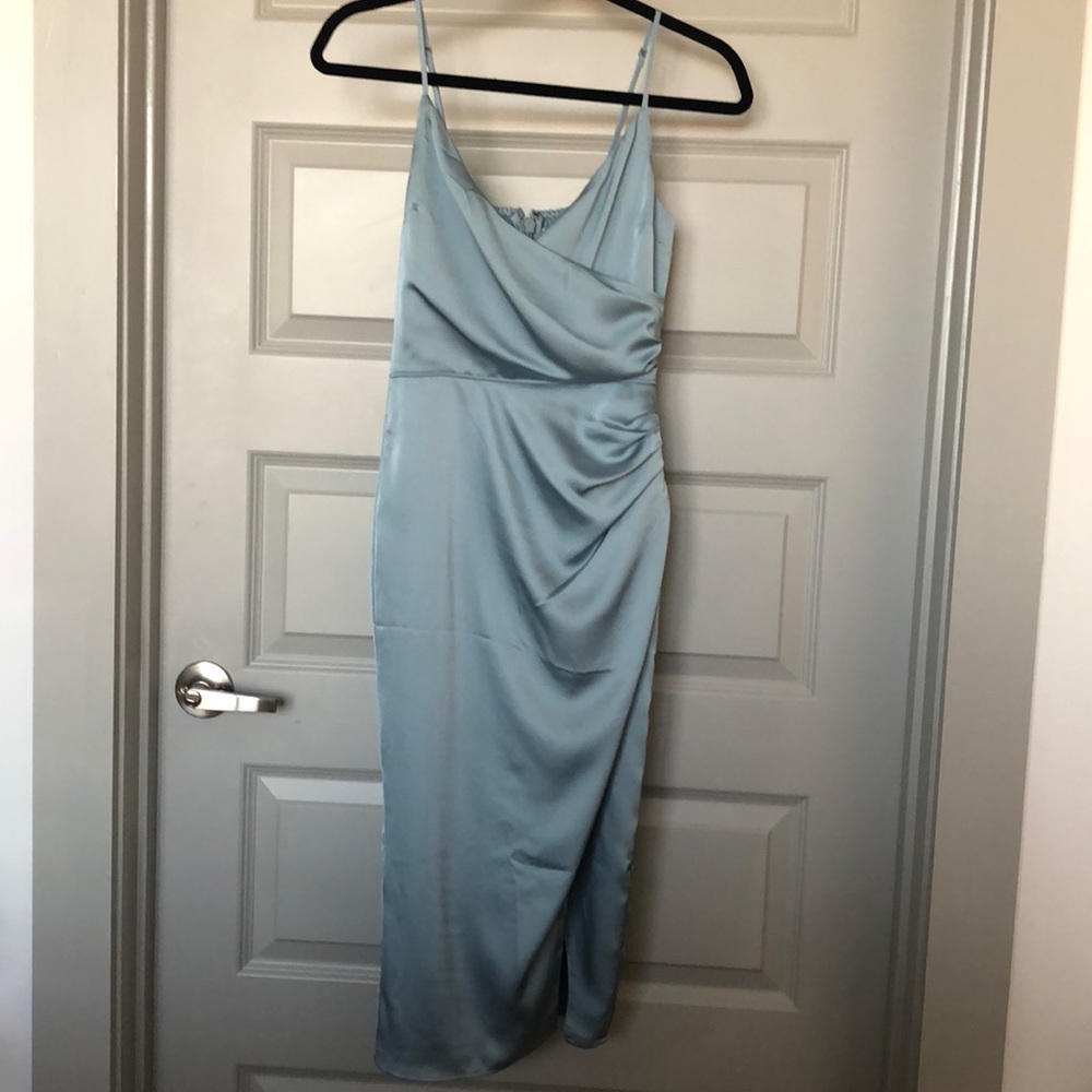 Abercrombie Light Blue Midi Satin Dress XS